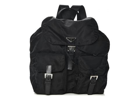 Prada Vela Backpack Nero Black in Nylon with Silver .